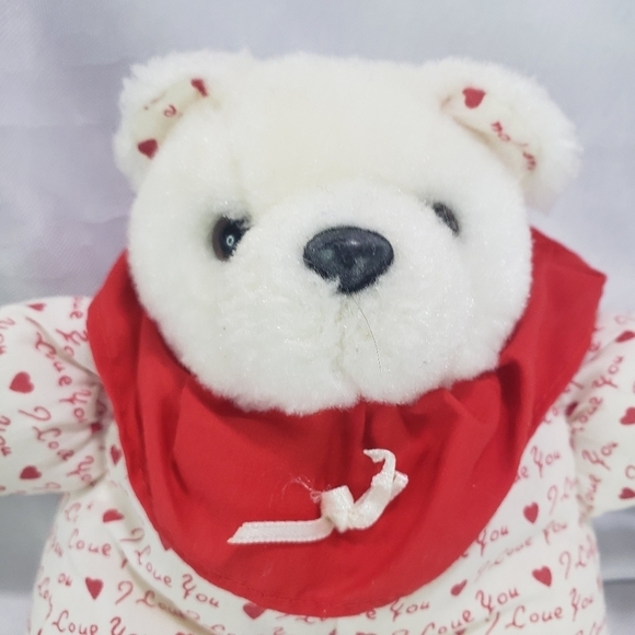 Vintage I Love You White Red Teddy Bear Plush Stuffed Toy 7 Inch Star Shape - Picture 2 of 6